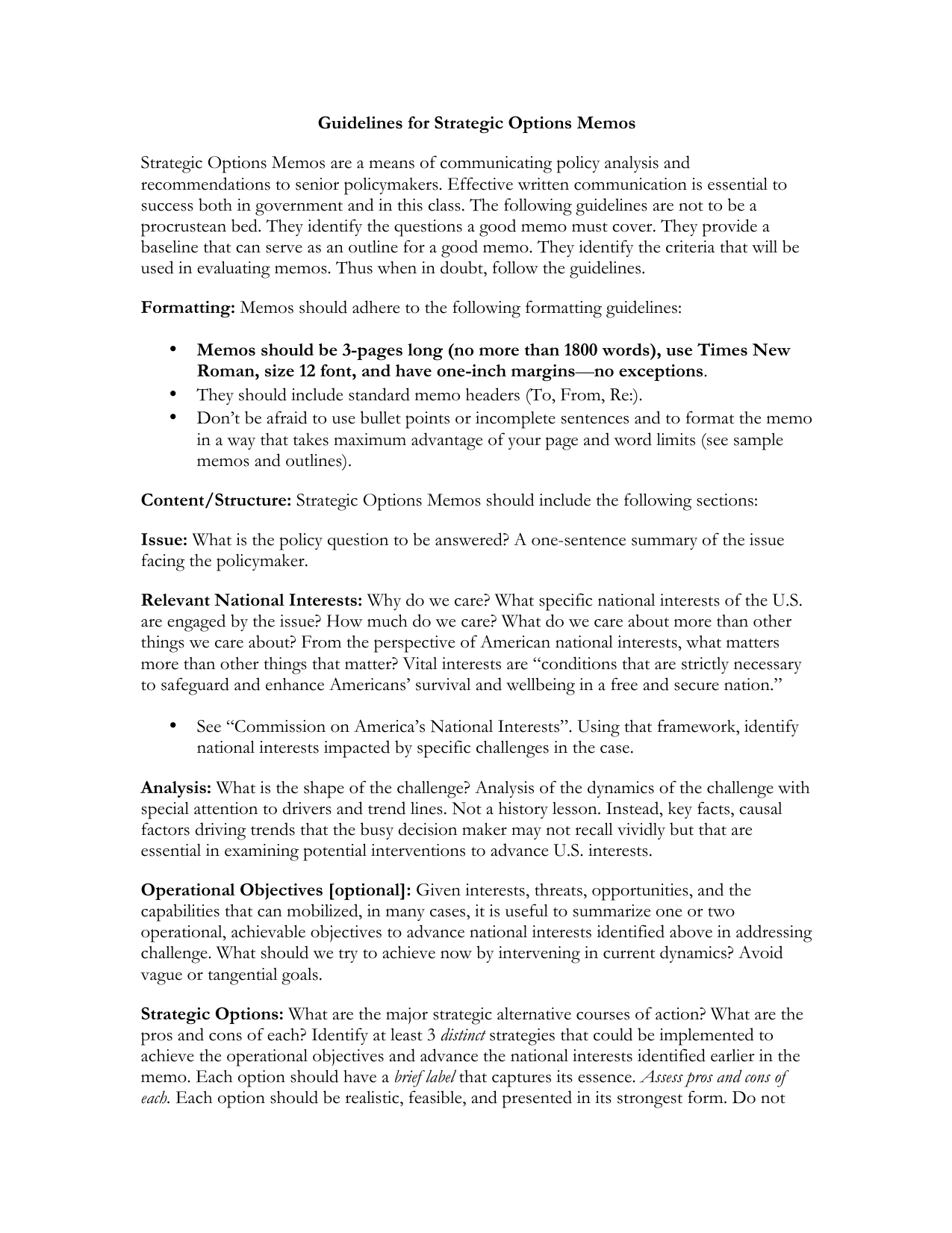 Strategic Options Memo SOP Intended For Memo Template Word 2013