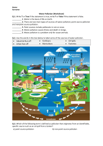 Worksheet Water Pollution
