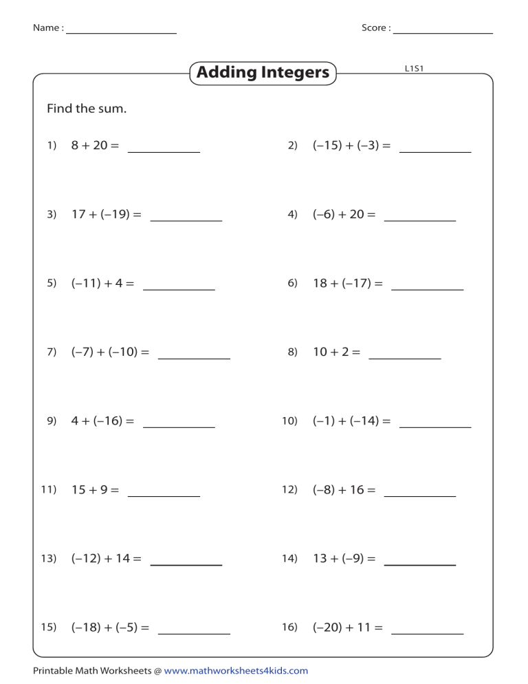 case study questions in integers