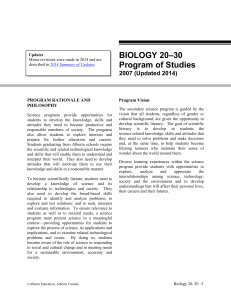 Biology 20 Program of Studies