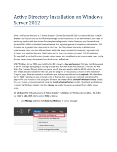 Active Directory Installation on Windows Server 2012