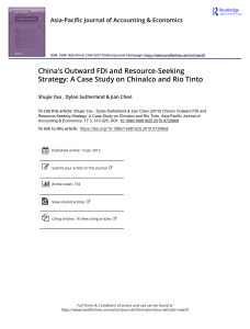 China s Outward FDI and Resource Seeking Strategy A Case Study on Chinalco and Rio Tinto