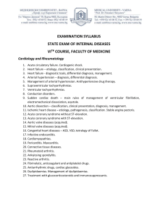 Examination syllabus Internal diseases State exam