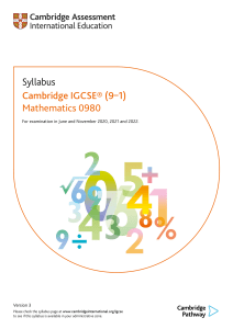 Cambridge IGCSE® (9-1) Mathematics 0980 Syllabus