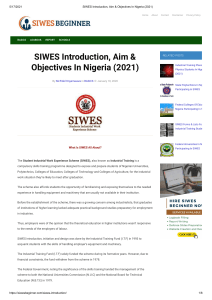 SIWES Introduction, Aim & Objectives In Nigeria (2021)