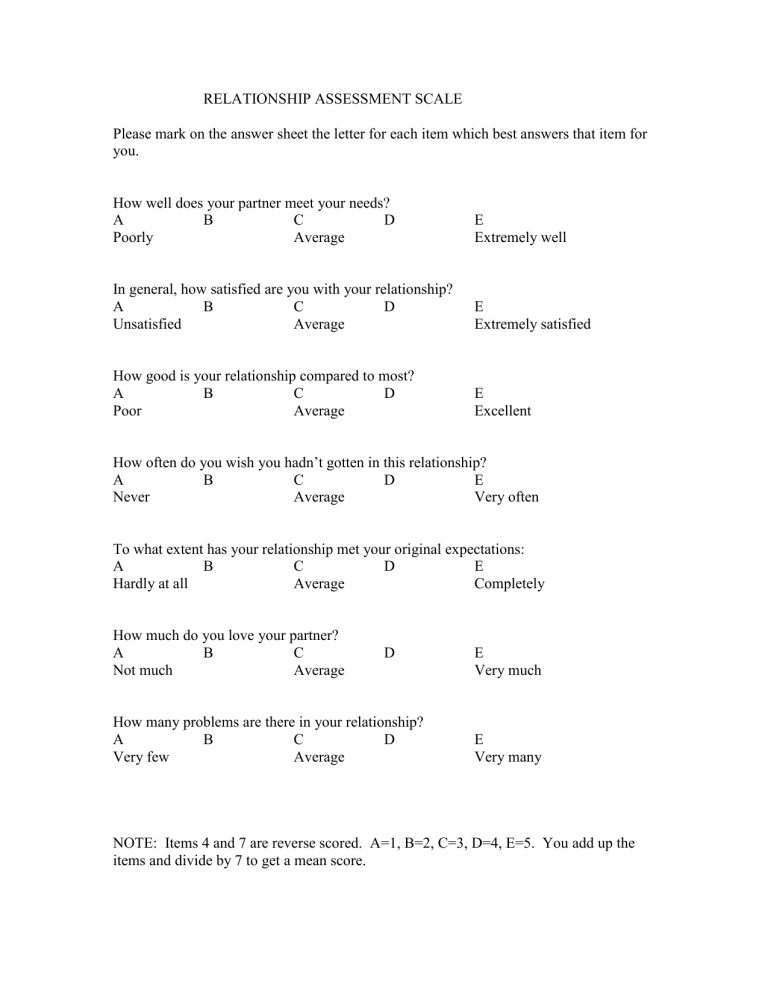 Relationship Assessment