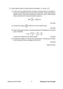 Vector Fields, Electricity & Magnetism Question Paper