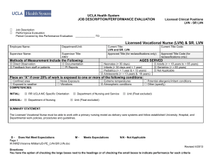 UCLA Health Systems JOB DESCRIPTION/PERFORMANCE EVALUATION LVN Licensed Vocational Nurse