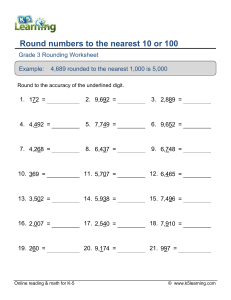 Grade 3 Rounding Worksheet - Round numbers to the nearest 10 or 100
