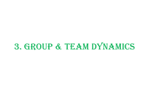 3. Group & Group Dynamics