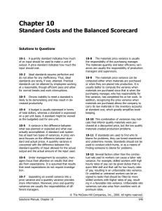 Chapter 10 Standard Costs and the Balanced Scorecard
