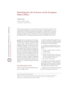 Patenting the life Science at the EPO