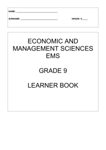 Grade 9 EMS Learner Workbook for 2020