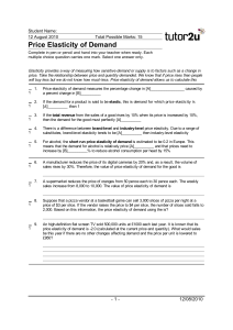 Worksheet on Elasticity - tutor2u