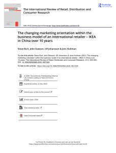 The changing marketing orientation within the business model of an international retailer – IKEA in China over 10 years