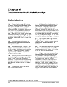 Cost-Volume-Profit Solutions Manual