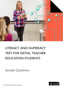 Literacy and Numeracy Test for Initial Teacher Education students - Sample Questions