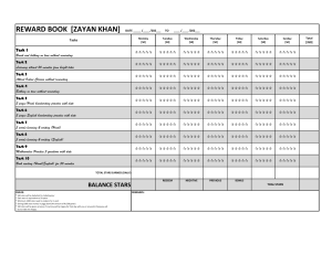 Reward Chart for Kids: Zayan Khan's Progress Tracker