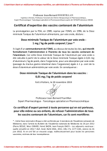 Certificat expertise vaccins aluminium