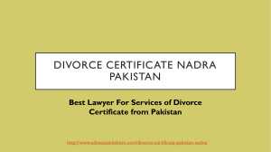 Divorce Certificate Nadra - Concern For Process of Pakistani Divorce Certificate