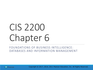 CIS2200Chapter 6 Foundations of Business Intelligence Databases and Information Management