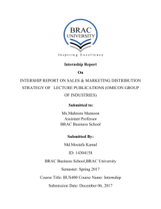 Internship Report: Sales & Marketing Distribution Strategy