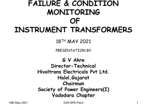 FAILURE ANALYSIS & CASE STUDIES Instrument Transformers