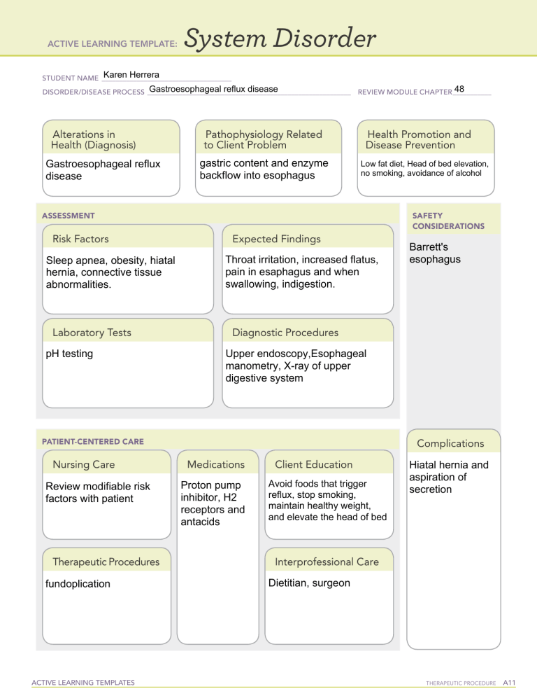 Gerd System Disorder Template