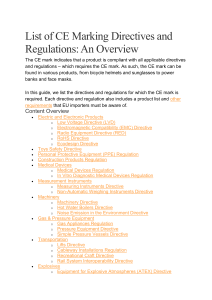 List of CE Marking Directives and Regulations