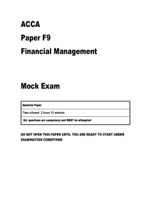 ACCA - F9 Financial Management - Mock Exam Questions (1)