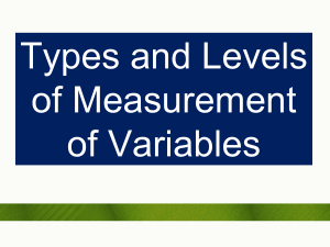 Types and Levels of Measurement of Variables