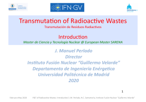 Introduction 1st Lecture 2020 P&Transmutation of  Radioactive Wastes. JM PERLADO