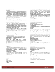 Extraction Methods & Solvents in Pharmaceutical Chemistry