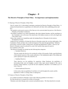 Chapter – 9 (The Directive Principles of State Policy – Its importance and implementation) (1)