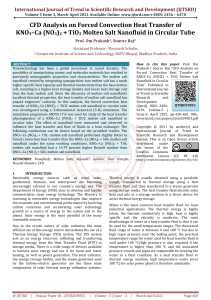 CFD Analysis on Forced Convection Heat Transfer of KNO3–Ca NO3 2 TiO2 Molten Salt Nanofluid in Circular Tube
