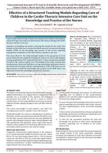 Effective of a Structured Teaching Module Regarding Care of Children in the Cardio Thoracic Intensive Care Unit on the Knowledge and Practice of the Nurses