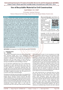 Use of Recyclable Material in Civil Construction