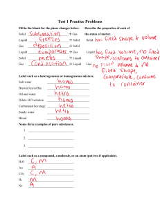 Chemistry Test 1 Practice Problems