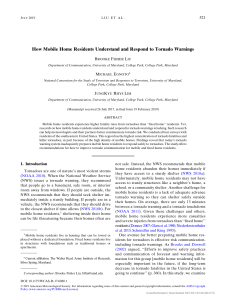 [19488335 - Weather, Climate, and Society] How Mobile Home Residents Understand and Respond to Tornado Warnings