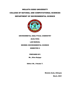 Environmental  Analytical chemistery Manual For BSc, Student