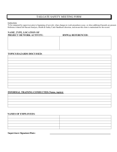 Safety Meeting Form Sample