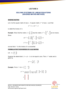 Lecture 6 - SOLVING SYSTEMS OF LINEAR EQUATIONS (INVERSE MATRIX METHOD)
