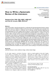How to Write Systematic Review of Literature