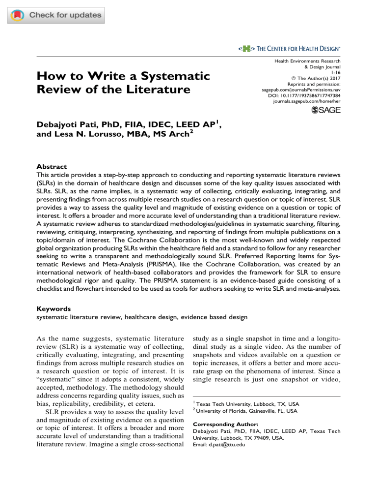 How To Write Systematic Review Of Literature