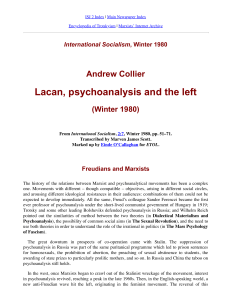Andrew Collier - Lacan, psychoanalysis, and the left (Winter 1980)