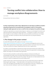 Turning conflict into collaboration- How to manage workplace disagreements