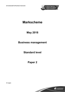 Business Management SL Paper 2 Markscheme May 2018