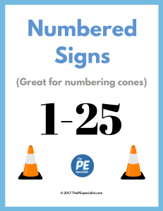 Numbered Signs 1-25 for cones
