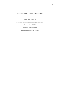 Corporate Social Responsibility & Sustainability Essay