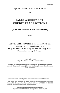 SALES AGENCY AND CREDIT TRANSACTIONS  1 